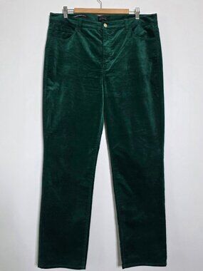 Talbots Plus Size 16 Velveteen straight leg pants in emerald green  Excell Cond